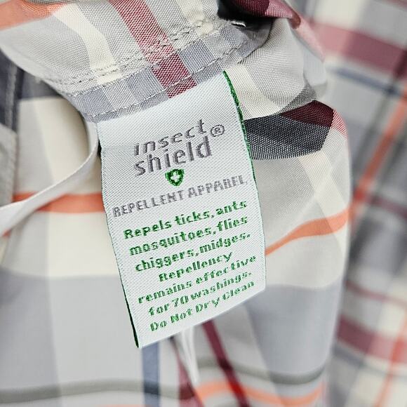 ExOfficio Insect Shield Plaid Button Up Shirt XL Long Sleeve Outdoor Hiking Fish - Picture 11 of 14